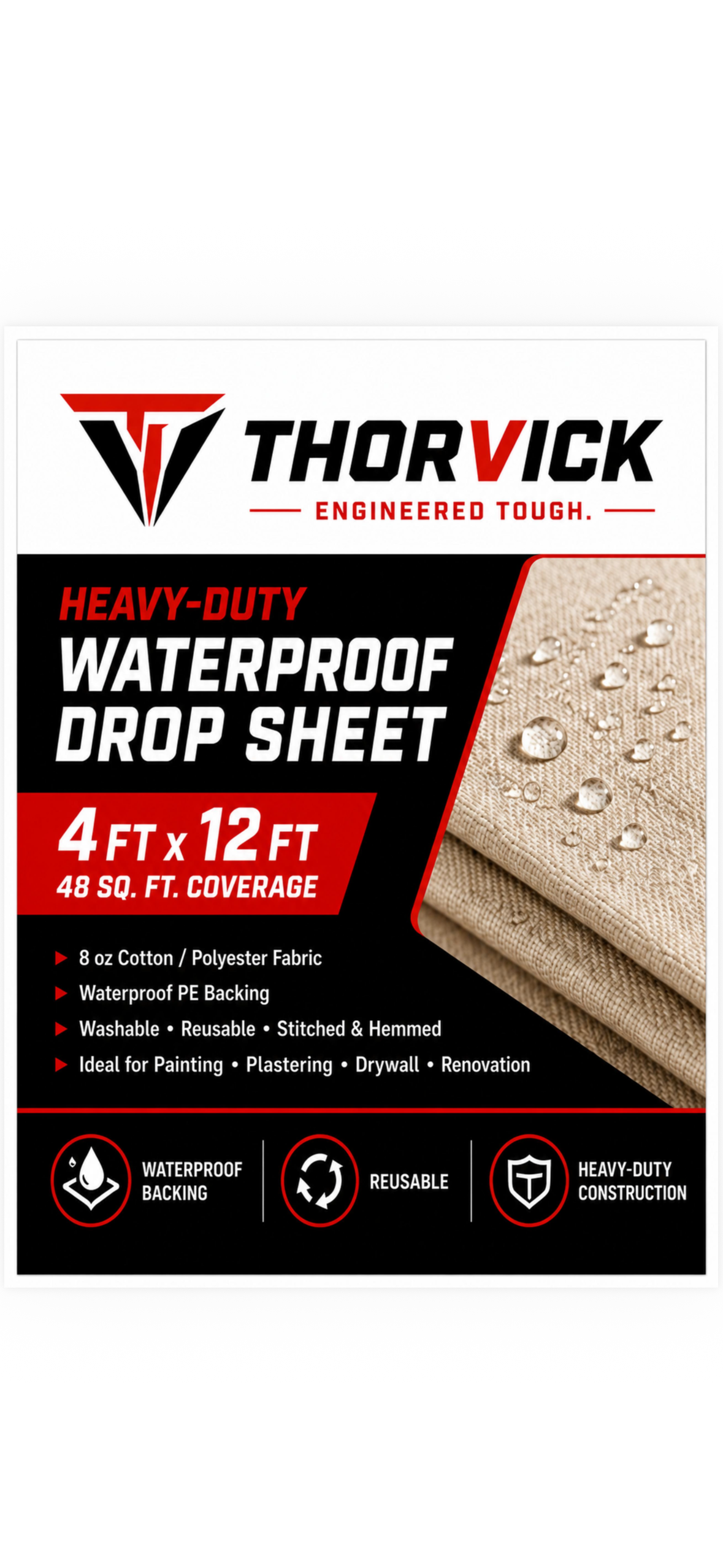 THORVICK Heavy-Duty Waterproof Drop Sheet